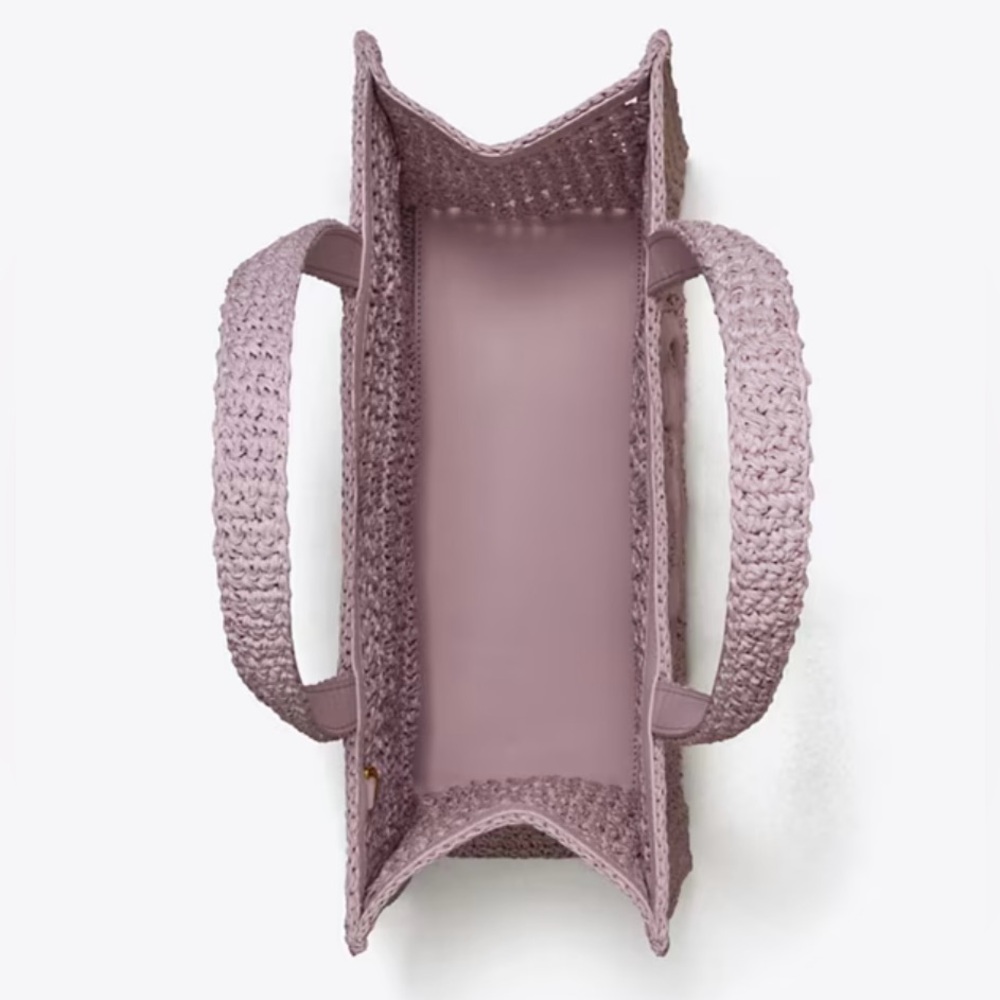 NWT Tory Burch Pale Purple Small Ella Hand-Crocheted Tote - Picture 4 of 8